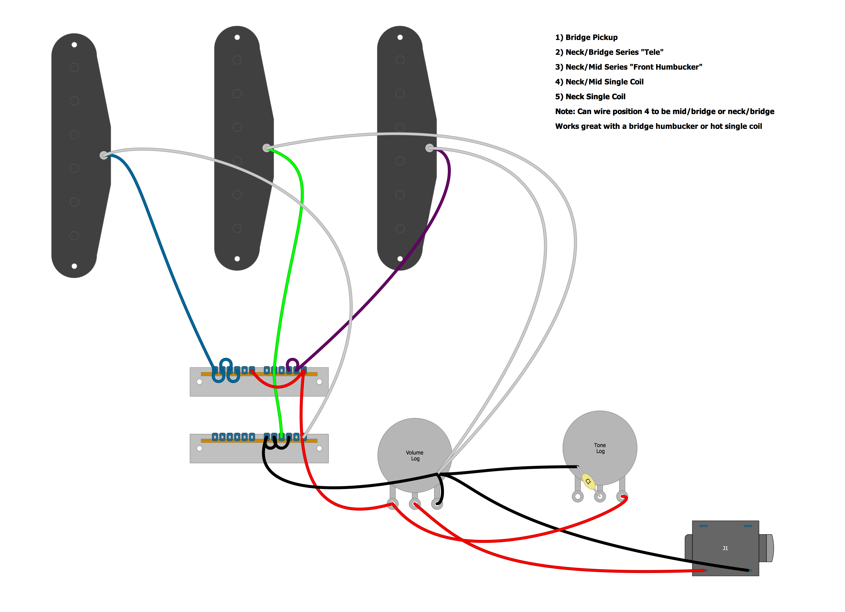 Guitar Wiring Diagram 2 Humbuckers Superswitch from jameslow.com